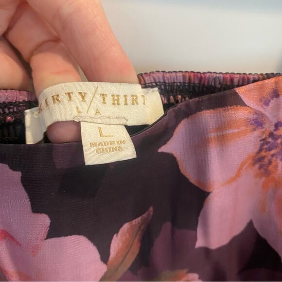 Thirty/Thirty Iridescent Floral Babydoll Puffy Sleeves Ruffle Top Sz Large - Picture 9 of 10